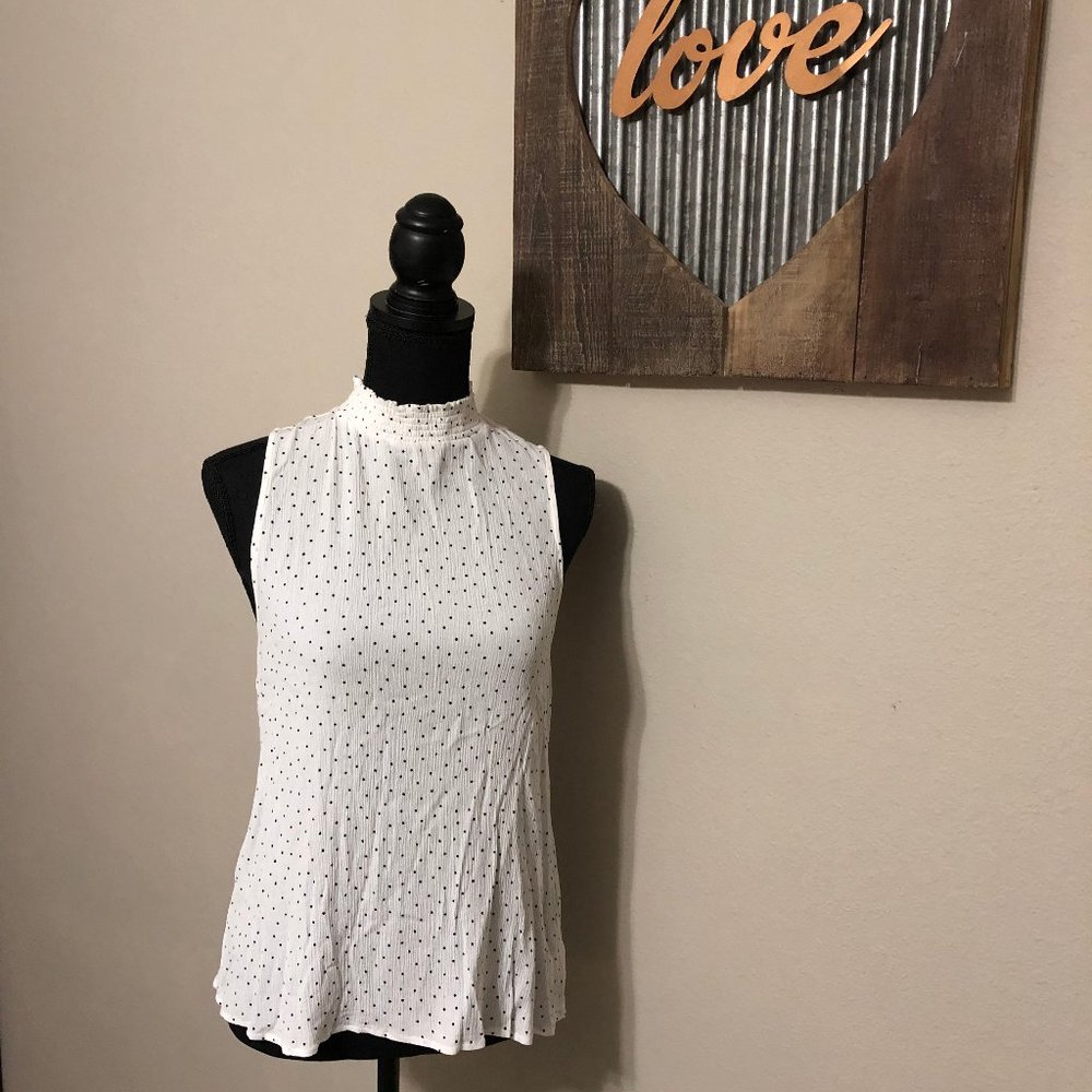 black polka dot high neck blouse